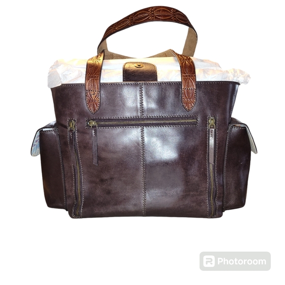 Ariat Western satchel purse with fringe conceal carry with holster - Picture 3 of 12